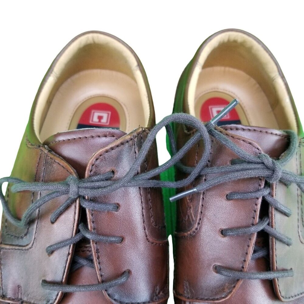 ✅Mens 10.5M Chaps Oxfords Brown Leather Lace up Apron Toe Stitch  Dress Shoes - Picture 5 of 16